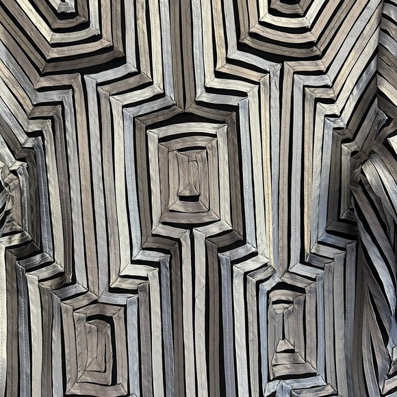 IKA Ribbon‎ And Mesh Button Stretchy Jacket Cardigan Size 12 Gray/Silver - Picture 10 of 11